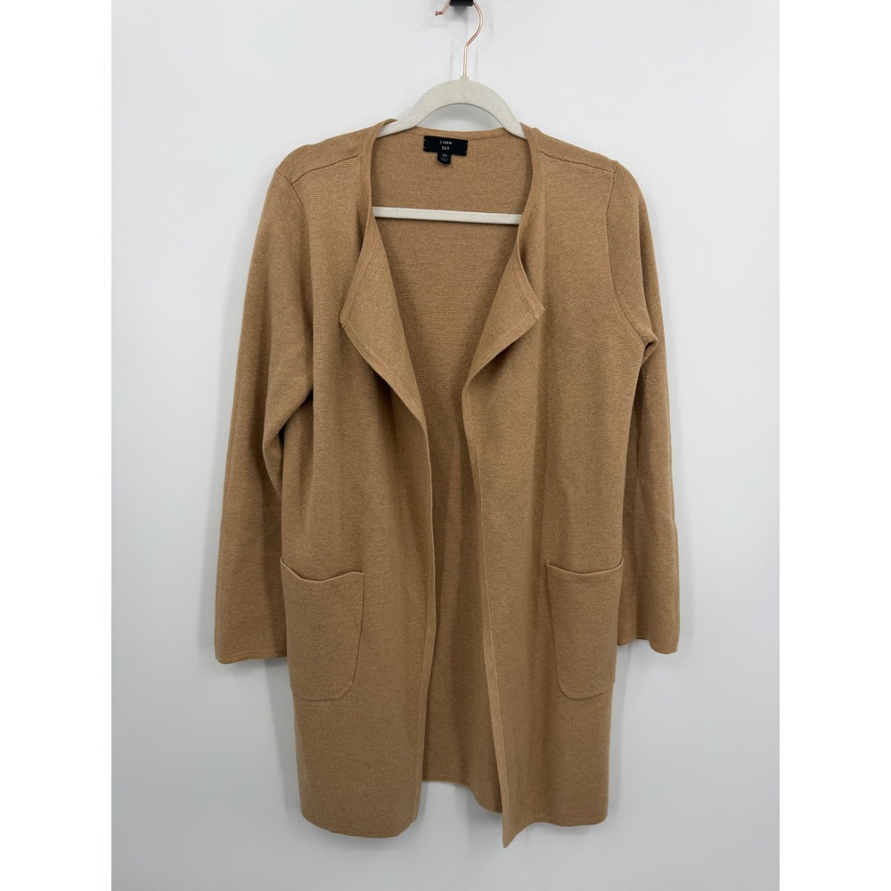 J.Crew Juliette Open-Front Cardigan Women XS Tan Merino Wool Blend J6339